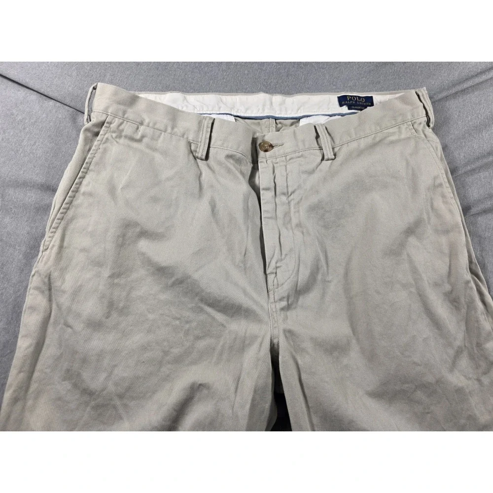 Polo Ralph Lauren Pants Mens 36x32‎ Beige Cotton Chino Five Pocket Preppy Pony